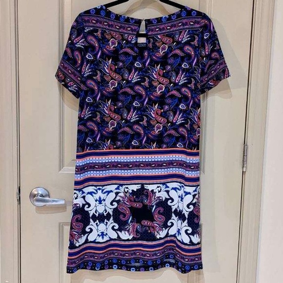 Adrianna Papell Black & Purple Paisley Shift Dress - Picture 10 of 12